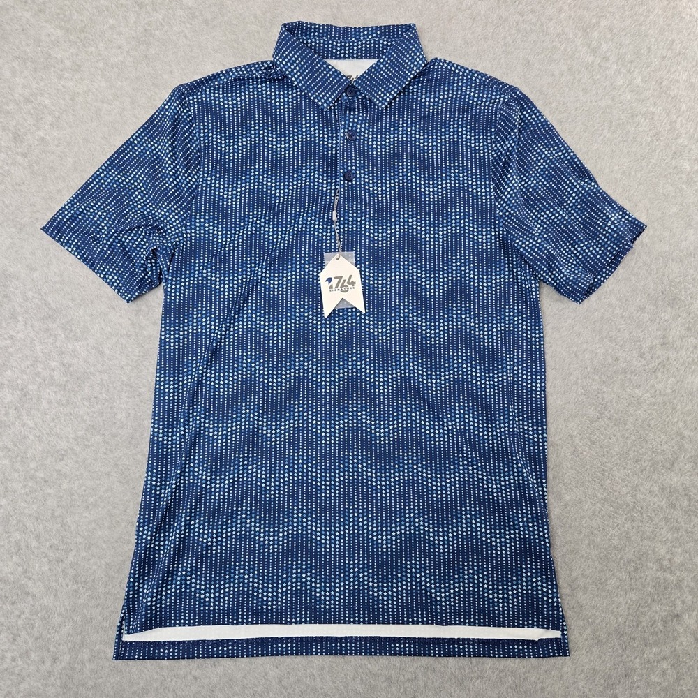 1764 Signature Performance Stretch Polo Shirt Stars All Over Print Mens  M‎ NWT